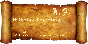 Milhofer Franciska névjegykártya